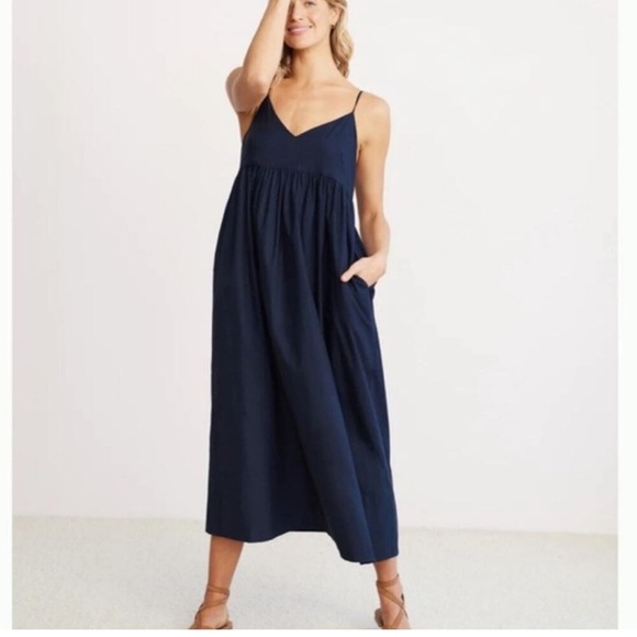 Jenni Kayne Cove Maxi Dress Navy Blue Side Hidden Pockets Size xxl